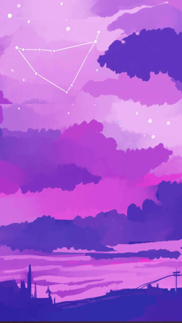 Mystical Capricorn Constellation Aesthetic Purple Sky Zodiac Wallpaper