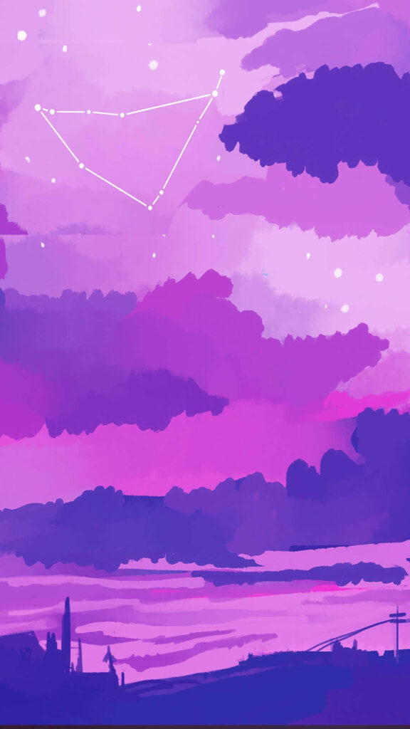 Mystical Capricorn Constellation Aesthetic Purple Sky Zodiac Wallpaper