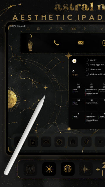 Celestial Astrology Chart Aesthetic iPad Vision Board Manifestation Wallpaper