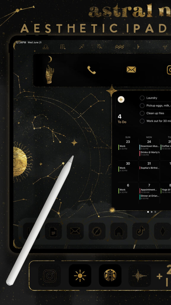 Celestial Astrology Chart Aesthetic iPad Vision Board Manifestation Wallpaper