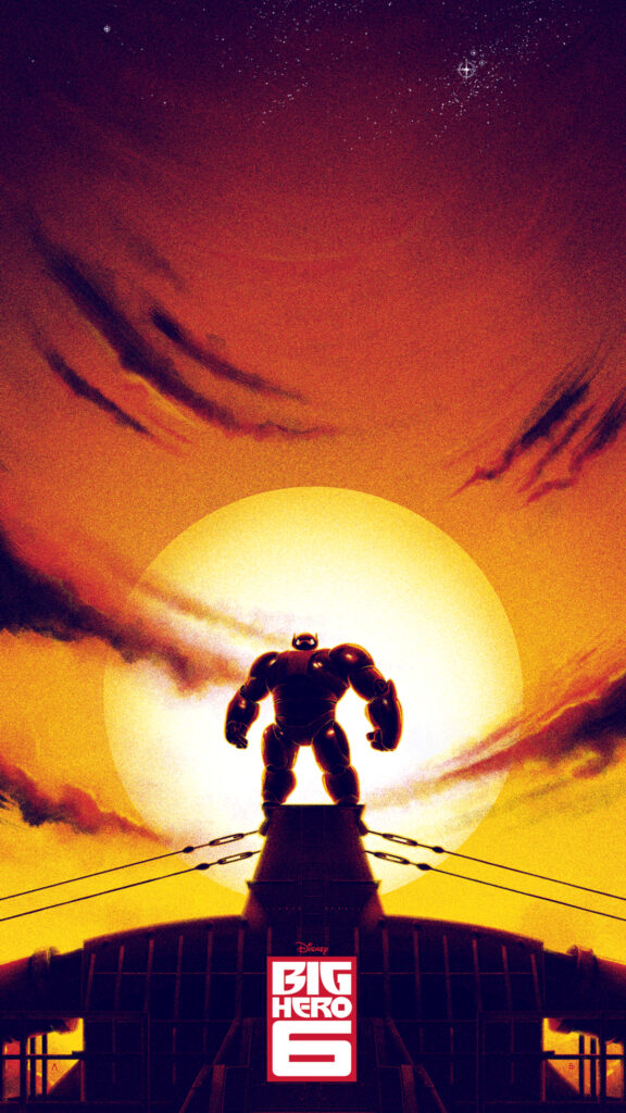 Baymax Silhouette Sunset Digital Art Mobile Wallpaper