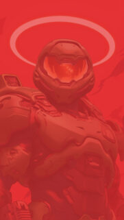 Doom Slayer Cybernetic Soldier Minimalist Red Mobile Wallpaper