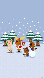 Animal Crossing Holiday Scene Mobile Wallpaper