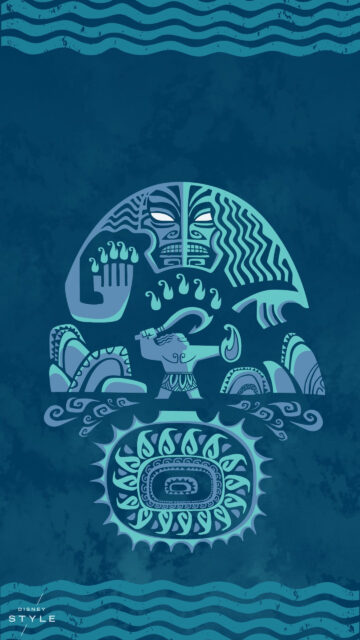 Maui and Moana Tribal Art Style Mobile Wallpaper