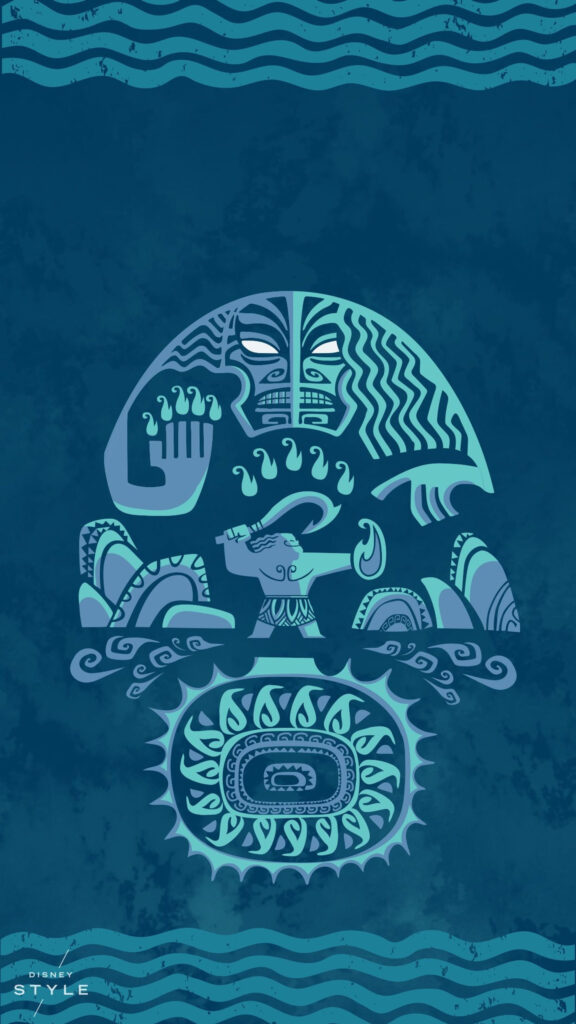 Maui and Moana Tribal Art Style Mobile Wallpaper