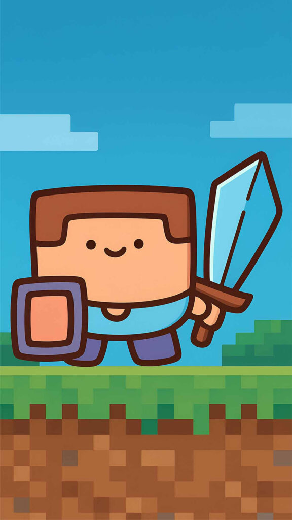 Cute Minecraft Steve Minimalist Mobile Wallpaper