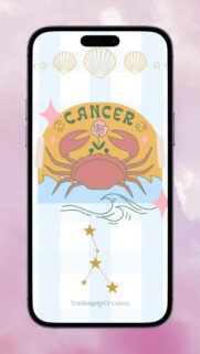 Cancer Zodiac Sign Aesthetic Design with Constellation and Water Elements Wallpaper