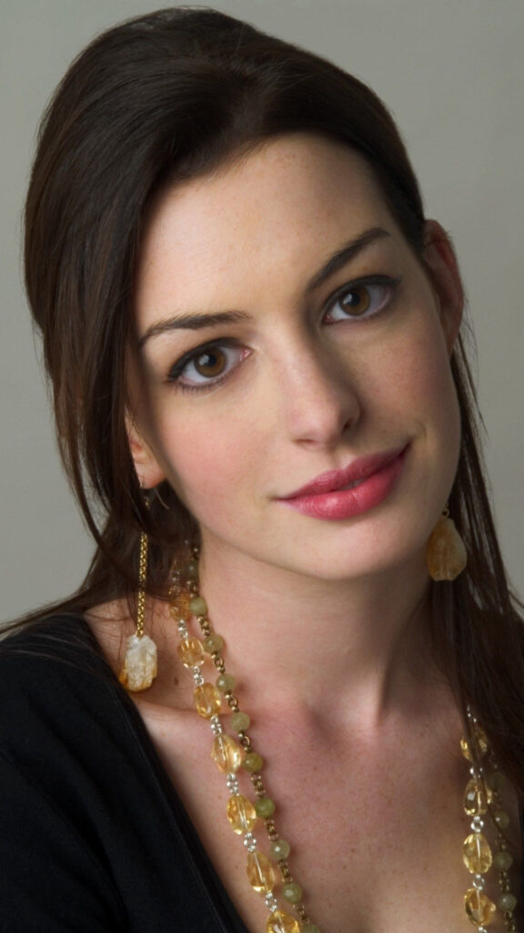 Anne Hathaway Portrait Mobile Wallpaper