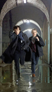 Benedict Cumberbatch and Martin Freeman Running Mobile Wallpaper