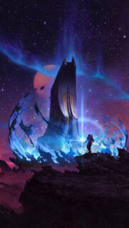 Astronaut Before Alien Monolith Mobile Wallpaper