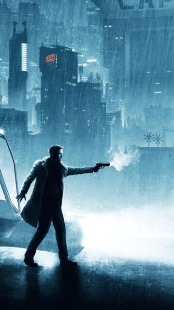 Futuristic Sci-Fi City Bounty Hunter Mobile Wallpaper