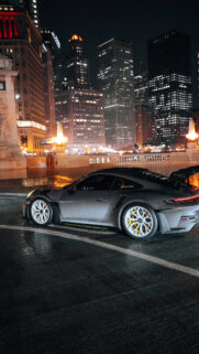 Modified Grey Porsche 911 GT3 RS Night City Mobile Wallpaper