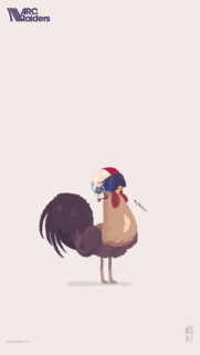 Pixel Art Chicken with Futuristic Helmet Mobile Wallpaper