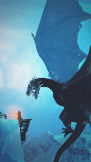 Dark Fantasy Dragon and Knight Encounter Mobile Wallpaper