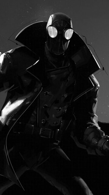 Spider-Man Noir Grayscale Aesthetic Mobile Wallpaper