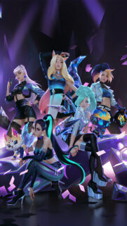 K/DA ALL OUT Group Portrait Mobile Wallpaper