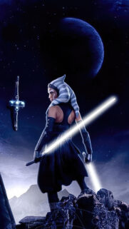 Ahsoka Tano Standing with Lightsabers Mobile Wallpaper