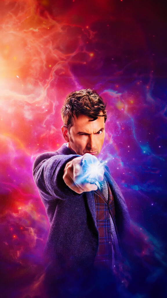 David Tennant as the Tenth Doctor Cosmic Mobile Wallpaper