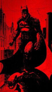 The Dark Knight Gotham City Red Minimalist Art Mobile Wallpaper