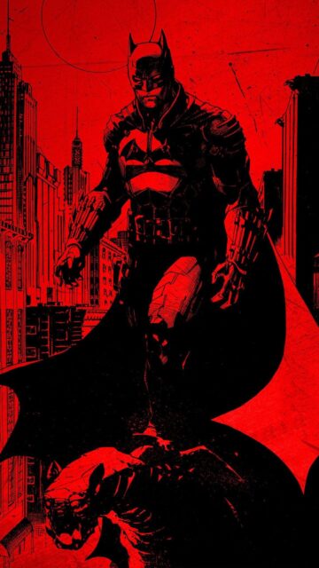 The Dark Knight Gotham City Red Minimalist Art Mobile Wallpaper