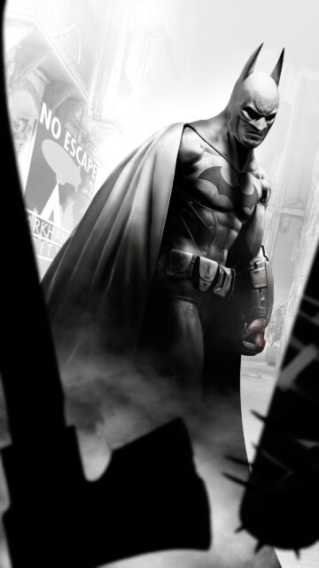 Black and White Batman Cinematic Dark Knight Mobile Wallpaper