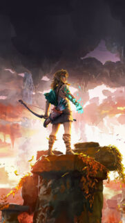 Link Standing on a Floating Island Mobile Wallpaper