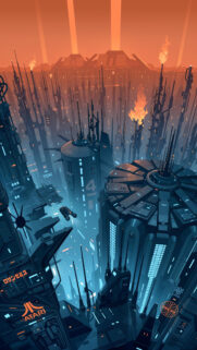 Futuristic Cyberpunk Metropolis Skyline 4K Mobile Wallpaper