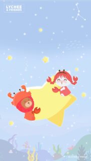 Cute Cancer Zodiac Sign Aesthetic Illustration for Mobile Phone Wallpaper