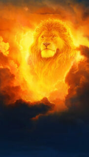 Majestic Lion in Golden Clouds 4K Mobile Wallpaper