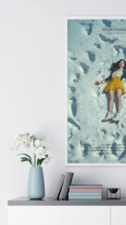 Minimalist Art of Woman Lying in Snow Mobile Wallpaper