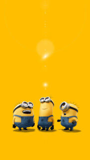 Three Minions Looking Up Minimalist Mobile Wallpaper