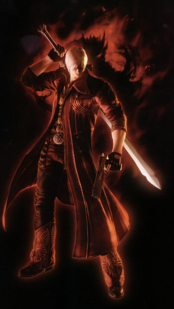 Dante from Devil May Cry Red Aesthetic Mobile Wallpaper