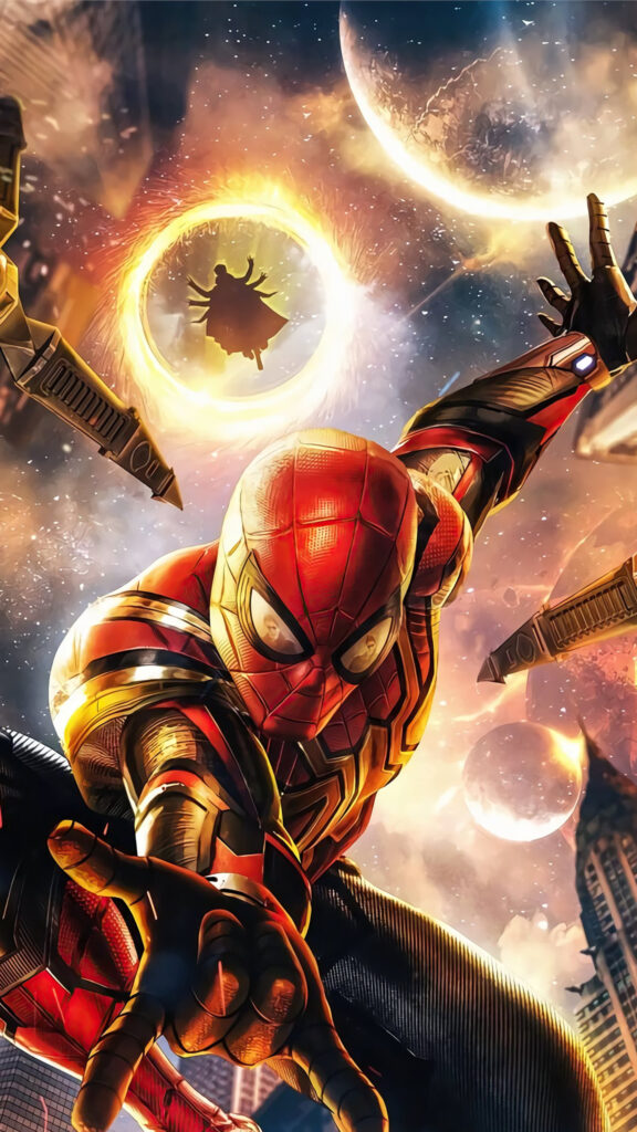 Iron Spider-Man Cinematic Action 4K Mobile Wallpaper