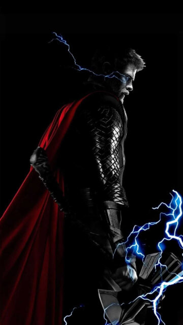 Chris Hemsworth as Thor Lightning Profile Mobile Wallpaper