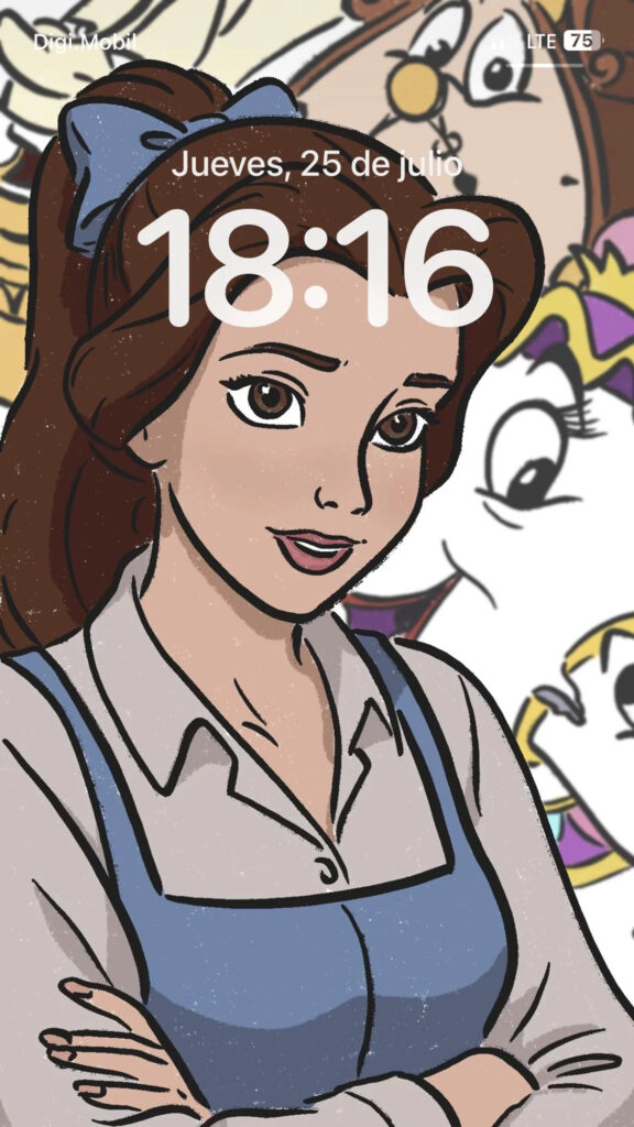 Belle from Beauty and the Beast Illustration Mobile Wallpaper