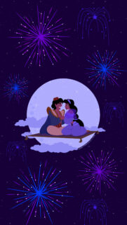 Aladdin and Jasmine Magic Carpet Night Sky Mobile Wallpaper