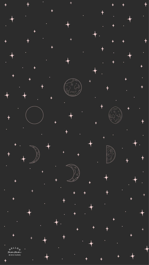 Moon Phase Lunar Cycle Spiritual Energy Design for Mobile Wallpaper