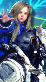 Girl with Advanced Exoskeleton Mobile Wallpaper