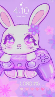 Cute Kawaii Gamer Bunny Aesthetic Purple 4K Mobile Wallpaper