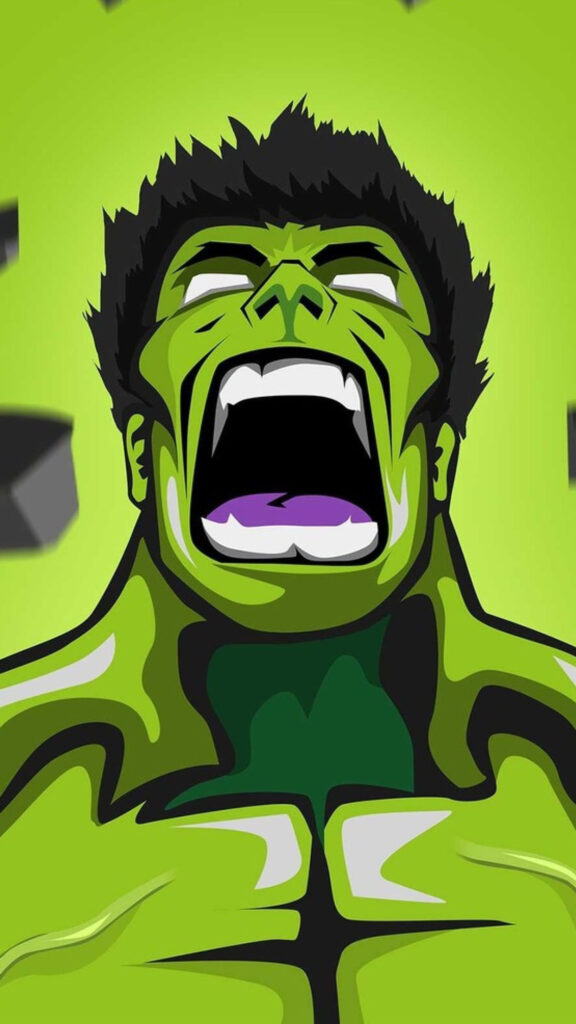 Green Hulk Marvel Superhero Vector Art Mobile Wallpaper
