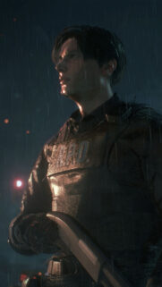 Leon S. Kennedy RPD Uniform Rainy Night Mobile Wallpaper