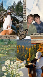 Aesthetic Nature and Literary Collage Mobile Wallpaper