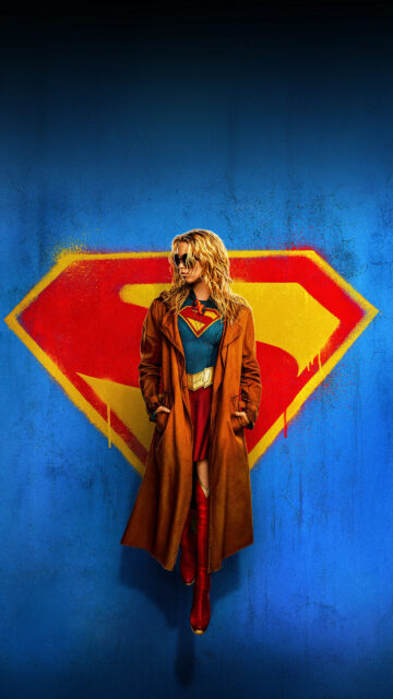 Supergirl Wearing Trench Coat and Sunglasses Mobile Wallpaper