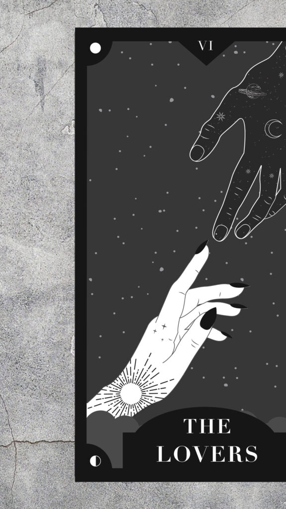 The Lovers Tarot Card Aesthetic Minimalist Celestial Phone Wallpaper