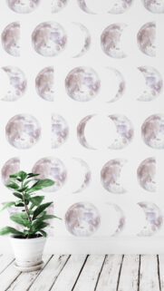 Minimalist Watercolor Lunar Cycle Phases Spiritual Wall Art Wallpaper