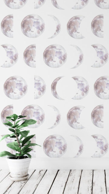 Minimalist Watercolor Lunar Cycle Phases Spiritual Wall Art Wallpaper