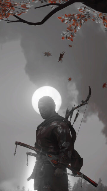 Jin Sakai Samurai Silhouette Mobile Wallpaper