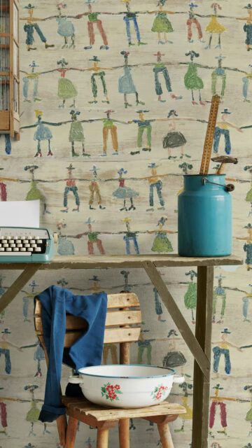 Vintage Desk and Whimsical Wallpaper Mobile Wallpaper