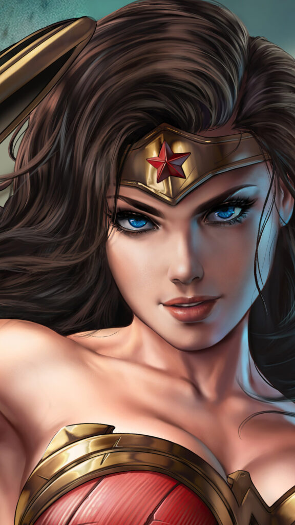 Stunning Wonder Woman Close-up Portrait Mobile Wallpaper
