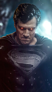 Superman in Black Suit Intense Gaze 4K Mobile Wallpaper